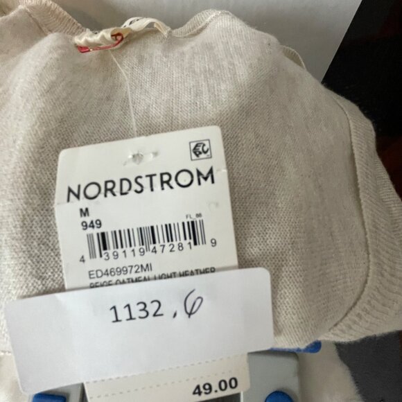 Open Edit Beige Oatmeal Light Heather V-Neck Sweater Womens M Sheer - Picture 7 of 7